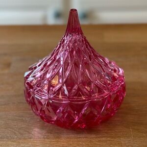 Godinger Hershey’s Kiss Pink Glass Lidded Candy Dish